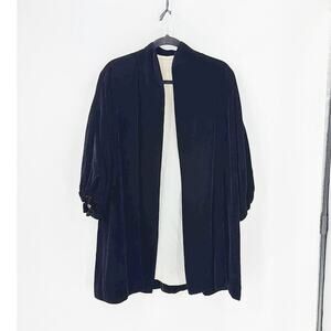 Vintage homemade velvet 3 quarter balloon sleeves open front swing coat chic